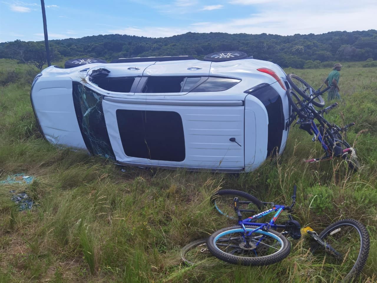 Family survives after bull elephant batters and flips car at Lake St Lucia