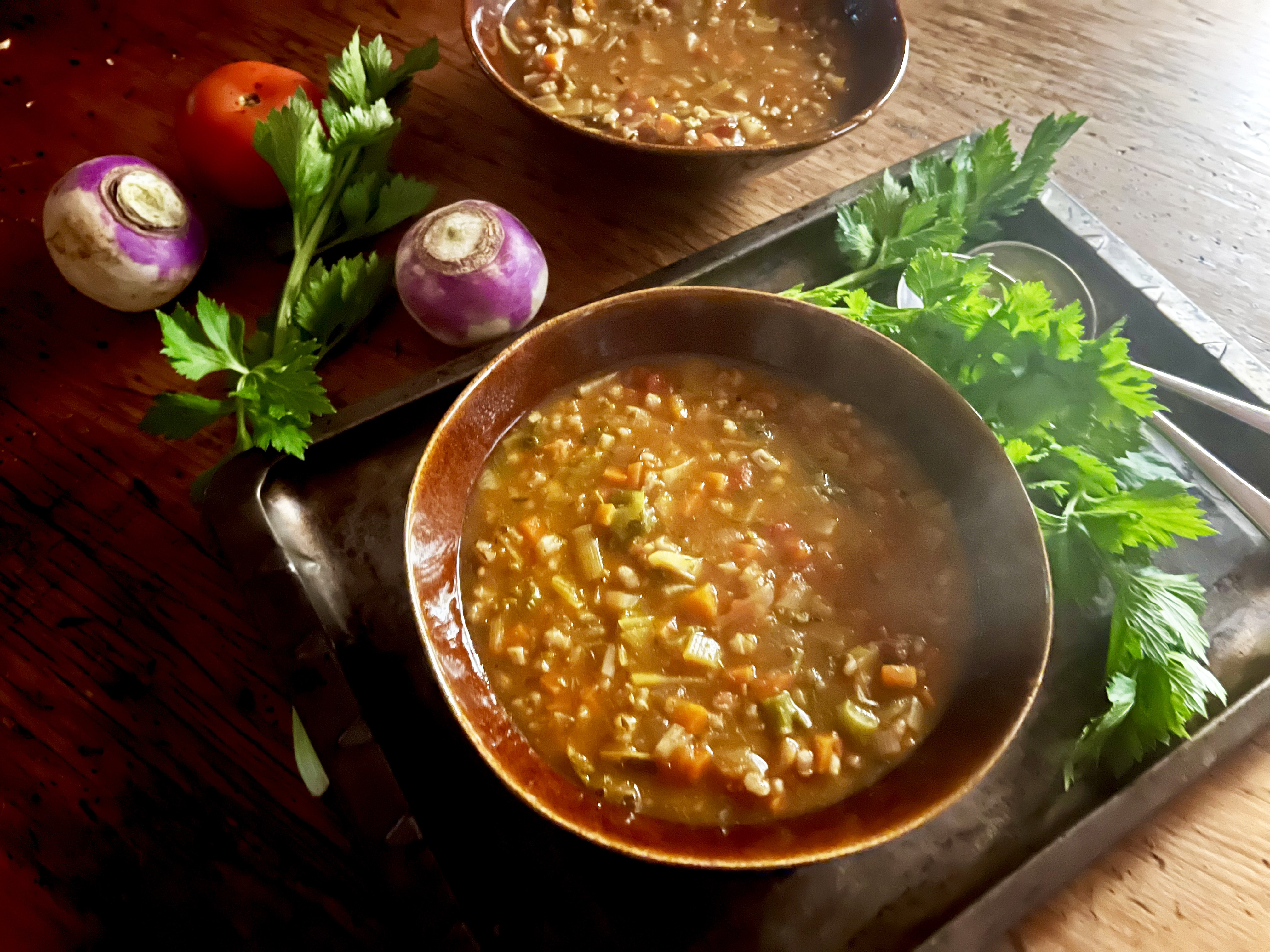 What’s cooking today: Chunky vegetable & barley soup