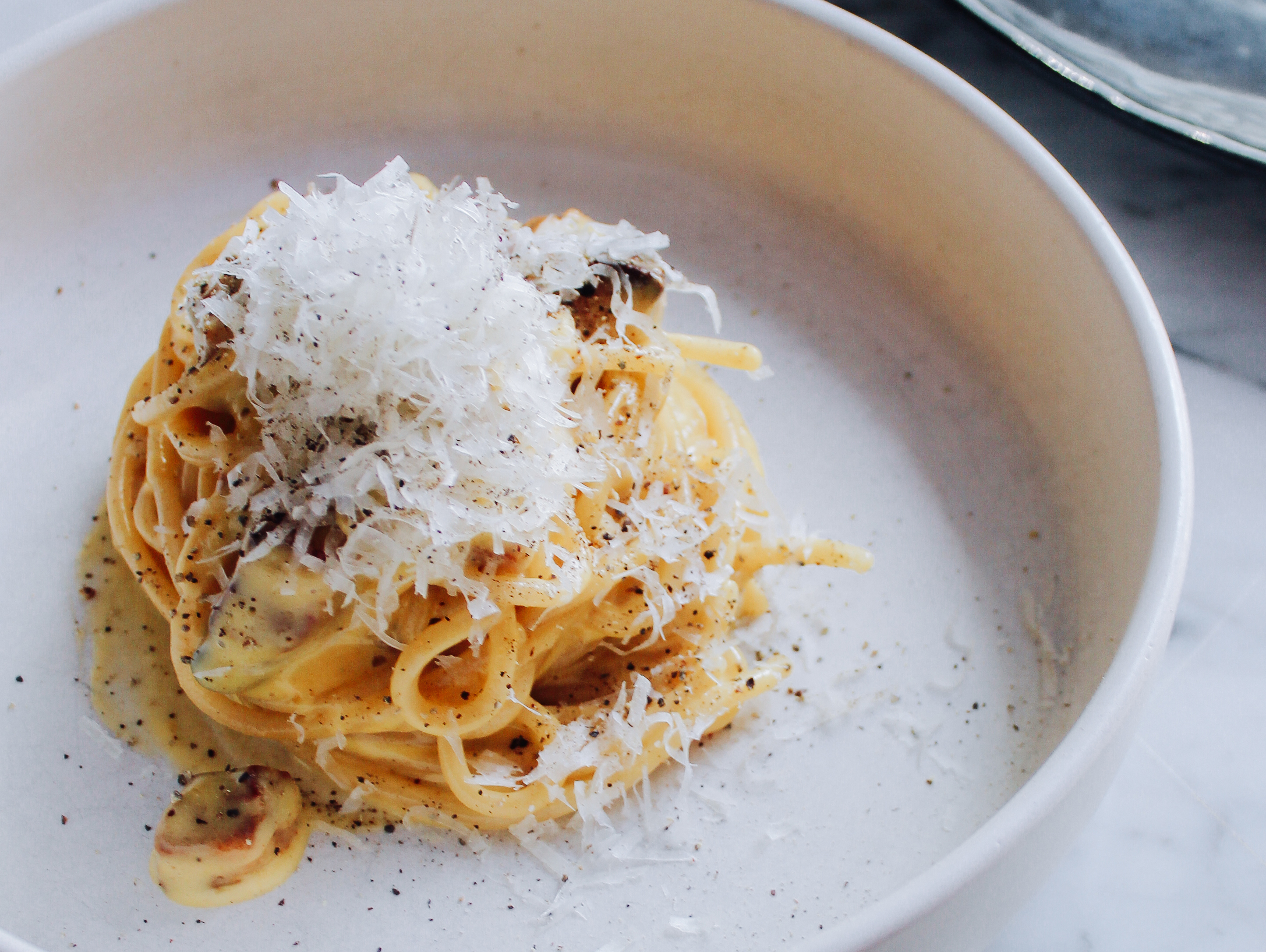The King of Carbonara in the kitchen at Scala Pasta