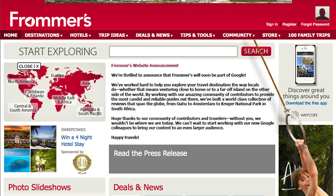Google to acquire Frommer's travel guidebooks
