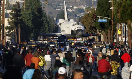Space shuttle Endeavour rolls into new LA home at museum