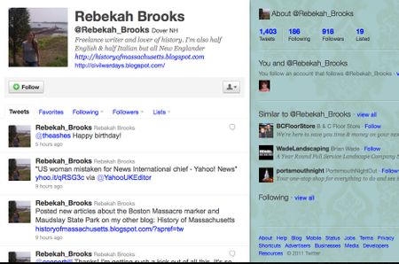 As Rebekah Brooks' infamy grows, @Rebekah_Brooks gets her 15 minutes of fame