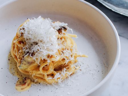 The King of Carbonara in the kitchen at Scala Pasta