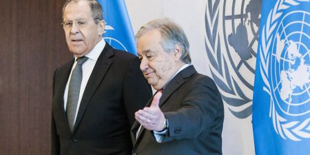 UN chief upbraids Russia as country's top diplomat listens impassively; global military spending rises to record