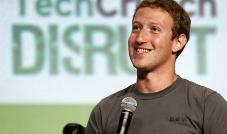 Facebook CEO dangles search and mobile, shares rally