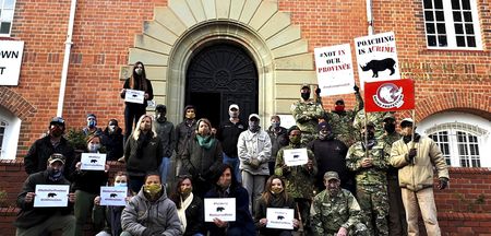 Rhino activists protest as convicted poachers ask to be set free on a legal technicality
