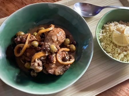 Chicken, lemon and green olive tajine