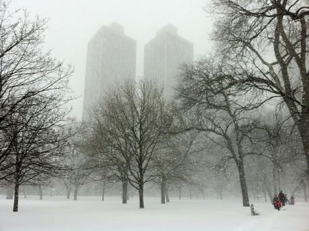 Gadget Guy prowls at night in snowbound Gotham